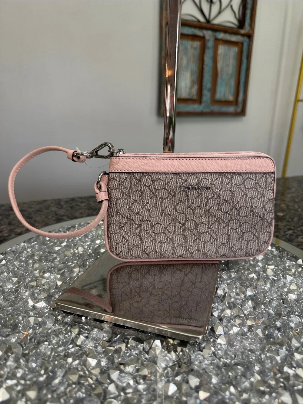 Calvin Klein Pink Monogram Signature Wristlet NWOT